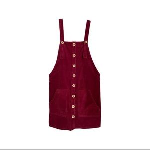 Forever 21 Burgundy Corduroy Overall Dress